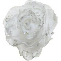 Weiß Weihnachtsschmuck White Rose With Glitter Clip-On Christmas Floral Festive Decoration