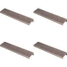 Loops 4 Pack Square Edge Finger Pull Handle Antique Brass 200 mm Slim Cupboard Drawer