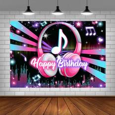 Photo Backgrounds Lofaris Lofaris Popular Musical Theme Birthday Party Backdrop Music Happy Birthday Background Kids Adults Large Birthday Musical DJ Short Video Party Cake Table Decorations 5x3ft