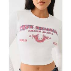 T-shirts True Religion Women's Faded Western Logo Rib Baby T-Shirt White