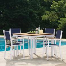 Oxford Garden Travira Square Person 0" Long Powder Coated Aluminum Gray/Blue/Brown 5070-PC Patio Dining Set