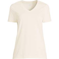 T-shirts Lands' End Womens SS Relaxed Supima V Neck T Shirt Fresh Ivory Petite