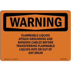 Brown Workplace Signs SignMission Flammable Liquids Attach Grounding & Bonding 18.0 H x 24.0 W x 0.1 D in Black/Orange