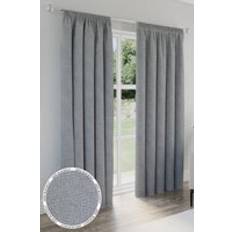 Linen Curtains Enhanced Living Dallas 100% Blackout Look Pair of Pencil Pleat Curtains 90 x 90 in