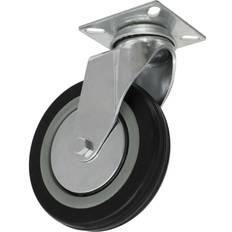 DIY Accessories 125mm Swivel Plate Castor Wheel Rubber with Steel Centre 27mm Tread