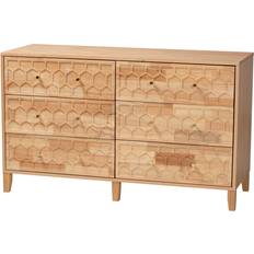 Linen Chest of Drawers Baxton Studio Hosea Japandi Carved Honeycomb Chest of Drawer