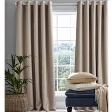Laura Ashley Beige Curtains Laura Ashley Stephanie Ready Made Eyelet Blackout Curtains Natural - Beige