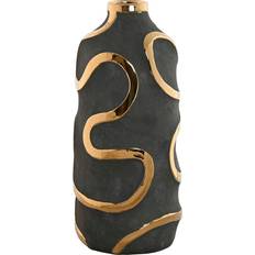Gold Vases Home ESPRIT Grey Golden Stoneware Abstract Modern 19 x 19 x 45 cm Vase