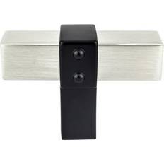 Door Handles 2 in. Rivet Rebel T-Shape Cabinet Post Knob, Brushed Nickel Bar & Matte Black 1pcs