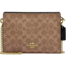 Coach Slim Crossbody Bag In Signature Canvas - Gold/Tan/Black