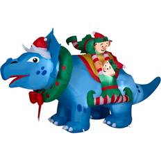 Christmas Inflatable Decorations Gemmy Christmas Inflatable Triceratops with Elves, 4.5 ft Tall, Multi