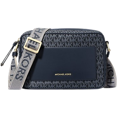 Michael Kors Nylon Crossbody Bags Michael Kors Jet Set Large Signature Logo Print Woven Crossbody Bag - Admrl/Pale Blue