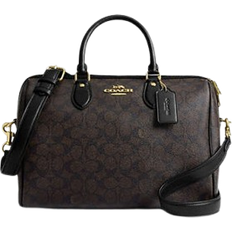 Coach Bags Coach Rowan Large Satchel Bag In Signature Canvas - Gold/Walnut/Black