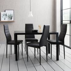 Metro Lane Cecillia 4 Black Dining Set 70x120cm 5pcs