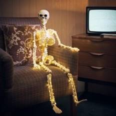 White Skeletons Lights4fun 90cm Skeleton LED Halloween Decoration Warm White