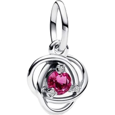 Pandora October Eternity Circle Dangle Charm - Silver/Pink/Transparent