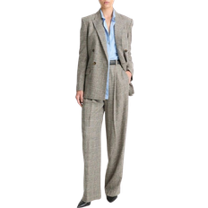 Gray - Women Blazers Vince Plaid Italian Wool-Blend Double-Breasted Blazer - Heritage Grey