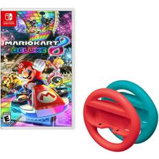 Nintendo Switch Games Mario Kart 8 With Red And Blue Steering Wheels Bundle For Nintendo Switch