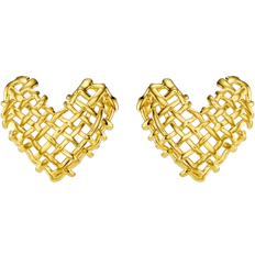 Orelia Statement Woven Heart Stud Earrings - Gold