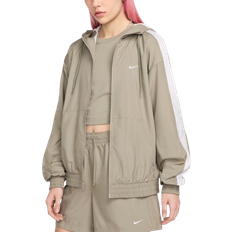 Nike Women's Sportswear Classic Wovens Loose UV Hooded Jacket - Light Army/White