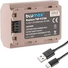 Blumax Guldbatteri NP-FZ100 2 600 mAh 7.2 V Kompatibel Med Sony Alpha 7 III, 7R III, 7R IV, 9, 9 II, Alpha 6600