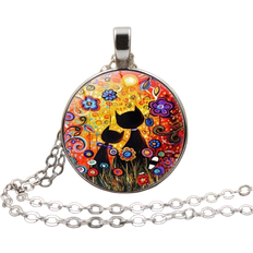 Onbuy Romantic Cute Cat Necklace - Silver/Multicolour