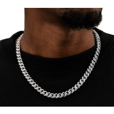 GLD Cuban Chain Necklaces 8.5mm - White Gold/Transparent