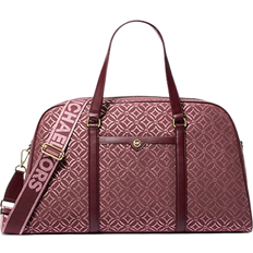 Michael Kors Jet Set Travel Extra Large Metallic Logo Jacquard Weekender Bag - Oxblood Mlti