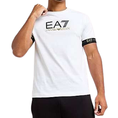 Emporio Armani White Tops Emporio Armani Men's Tape Logo T-shirt - White