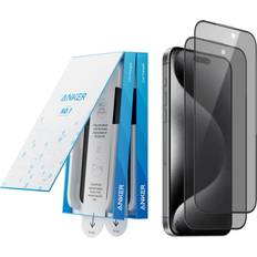 Anker 2 Pack for iPhone 15 Pro Privacy Screen Protector, Anti-Spy HD Tempered-Glass Privacy Screen Protector, Easy Installation Exclusively for iPhone 15 Pro2-Pack