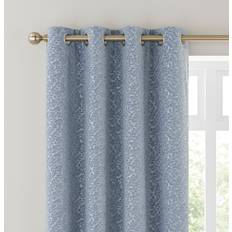 Dunelm Odetta Cut Velvet Thermal Eyelet Curtains Ashley Blue