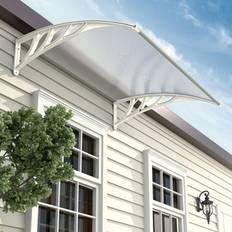 Living and Home White Outdoor Front Door Canopy Rain Shelter 120 cm x D 80 cm x H 23.8 cm - Size