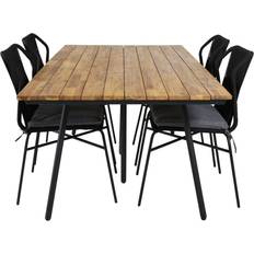 Chan Gartenset Tisch 100x200 cm 4 Stühle Julian Schwarz Natur Café-Set