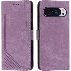 Google Pixel 9 Pro XL Wallet Cases GANGXUN Purple Flip Case for Google Pixel 9 Pro Xl Card Insertion Pu Leather Wallet Kickstand