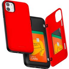 iPhone 11 Wallet Case with Card Holder, Protective Dual Layer Bumper Phone Case Red
