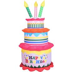 Party Decorations Fraser Hill Farm 6-Ft. Inflatable Happy Birthday Cake with Lights