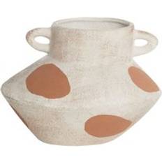 Piedra Jarrones Beliani Flower Dots Motif Waterproof Light Beige Alosidae Vase