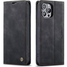 Apple iPhone 16 Pro Max Wallet Cases FoneFunShop PU Leather Flip Case Compatible with iPhone 16 Pro Max Wallet type Stand Card Holder Black