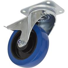 DIY Accessories 160mm Swivel Plate Castor Wheel 46mm Tread Polymer & Elastic Total Lock Brakes
