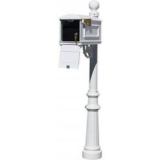 White Letterbox Posts Lewiston Equine Mailbox Post System with Locking Insert - Ornate Base & Pineapple Finial - White