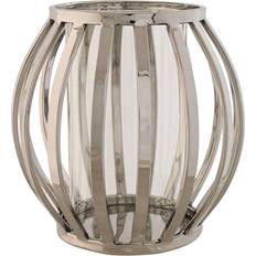 Krystal Fyrfadsstager Home ESPRIT Lyseholder Sølvfarvet Krystal Stål 19 x 19 x 19 cm Fyrfadsstage