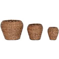 Home ESPRIT Set med planteringskärl Brun Metall Fibrer 41 x 41 x 32 cm
