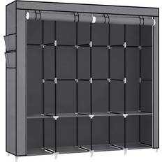 Stainless Steel Clothing Storage Songmics Portable Closet Wardrobe Closet Organizer With Cover Hanging Rods And Shelves Side Pockets X X Inches Large Capacity For Bedroom Living Room Gray Wardrobe 66.9x65.7"