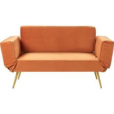 Orange - Sofa Beds Sofas Beliani Retro Glam Bed Adjustable Armrests Orange Saarela Sofa