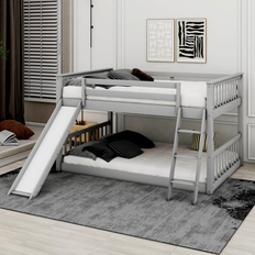 Built-in Storages Bunk Beds Harriet Bee Schoenbeck 49.6 H x 95.5 W x 78.8 D in Wood in Gray Full over Full Bunk Bed