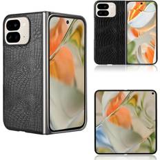 GANGXUN Black Stylish Classic Case for Google Pixel 9 Pro Fold Anti Scratch Compatibility Classic Alligator Fashion Protective Cover