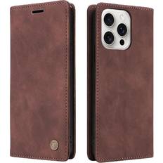 Apple iPhone 16 Pro Max Wallet Cases GANGXUN Brown Flip Case for iphone 16 Pro Max Simple Business Shockproof Leather Case Flip Cover Wallet