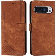 Google Pixel 9 Pro XL Wallet Cases GANGXUN Brown Flip Case for Google Pixel 9 Pro Xl Card Insertion Pu Leather Wallet Kickstand