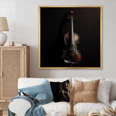 Copper Framed Art Design Art Violin Vibrato Ebony On Canvas Print 16.0 H x 16.0 W x 1.0 D in Gold Floater Framed Art 16x16"