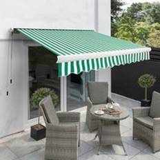 Green Patio Awnings Primrose Awnings Retractable Manual Full Cassette Patio Awning Garden Canopy 3m x 2.5m - Light Green